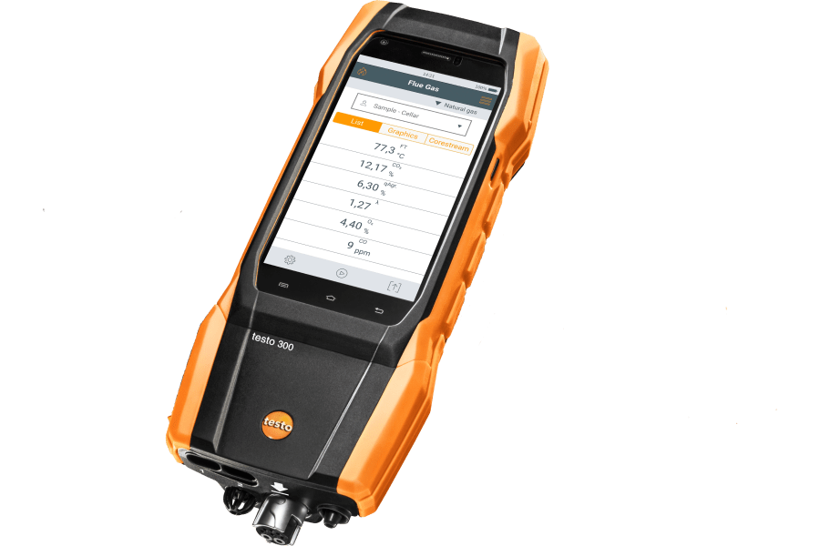 De Testo rookgasanalysers.