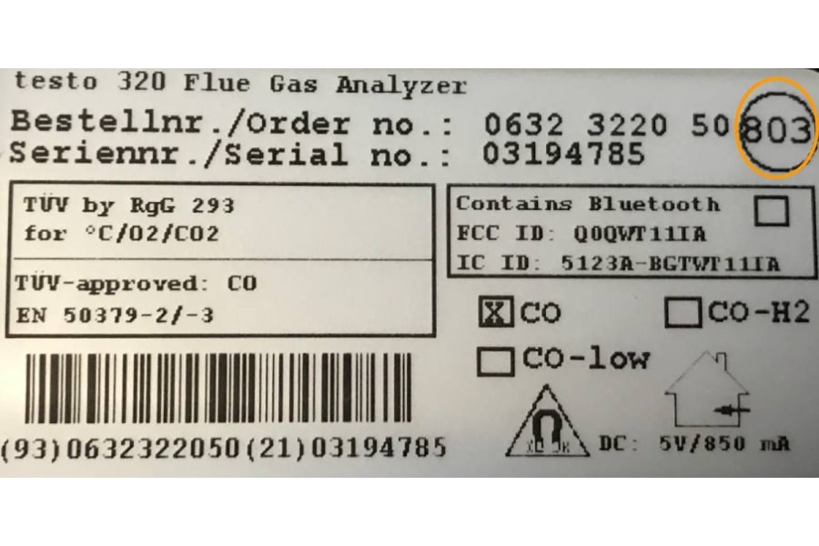 Testo Flue Gas Analyser Label