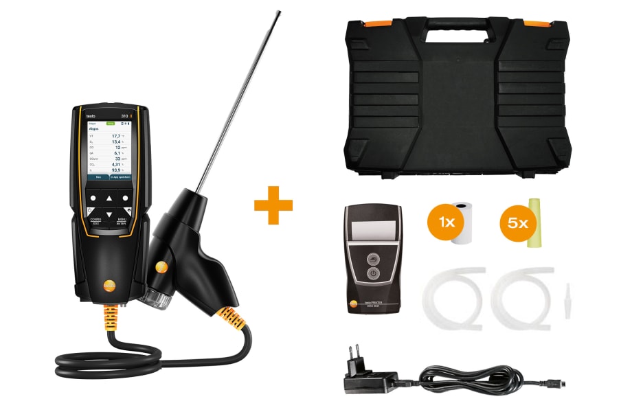 Set analizador de combusti&oacute;n testo 310 II EN con impresora
