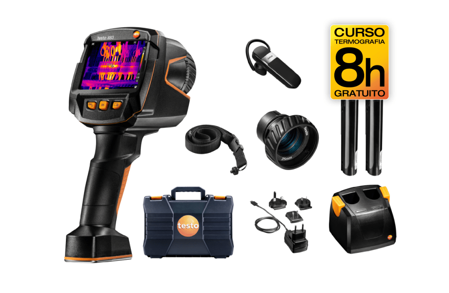 Kit c&acirc;mara termogr&aacute;fica testo 883 com curso gratuito